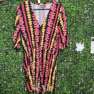 2BDesired Black and Pink Floral Lei Jumpsuit Pocket Romper size 2XL